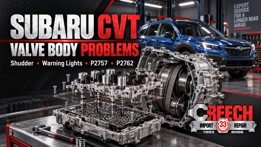Subaru CVT valve body problems, warning signs, codes P2757 and P2762