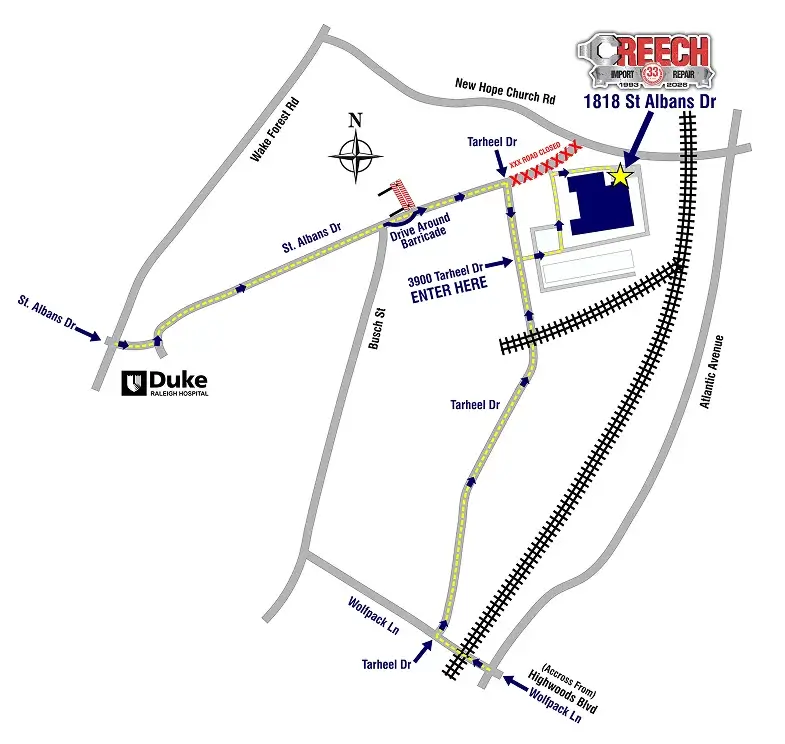 Creech Import road construction access map